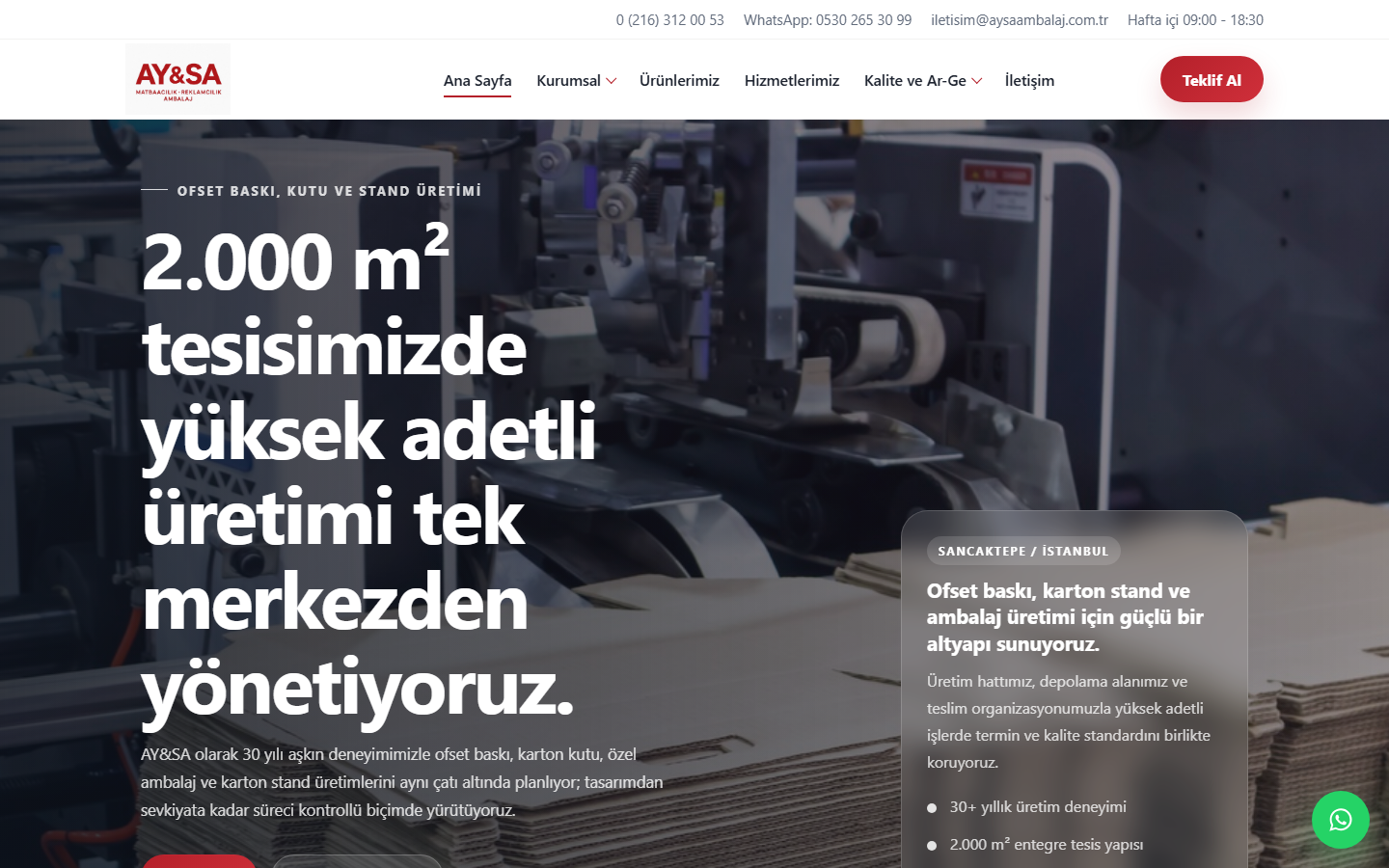 Aysa Ambalaj web sitesi önizlemesi