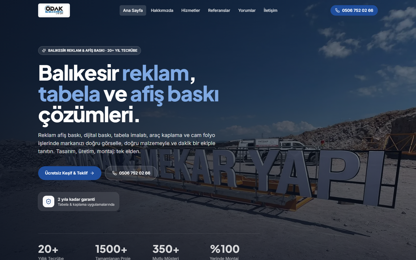 Balıkesir Odak Reklam web sitesi önizlemesi