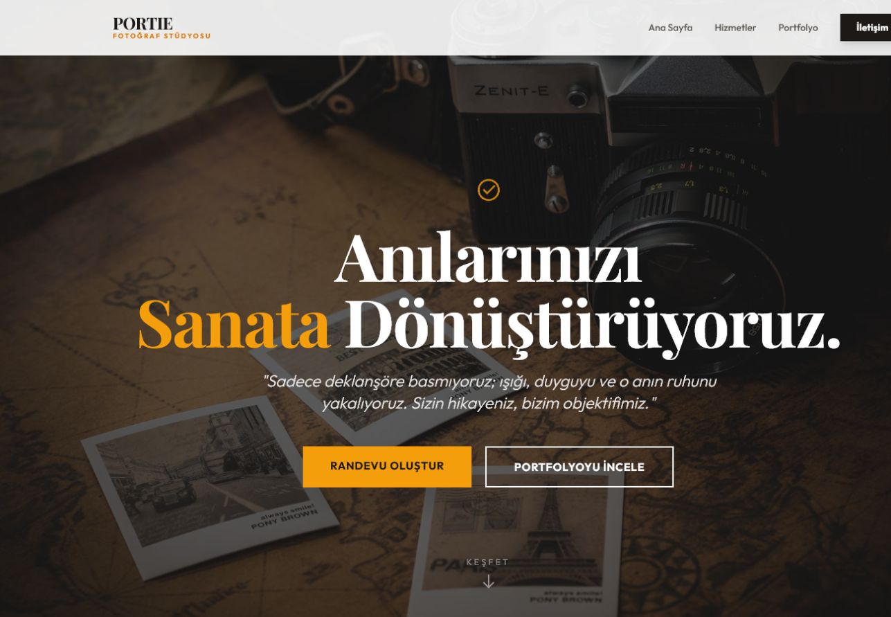 Portie Fotoğraf Stüdyosu web sitesi