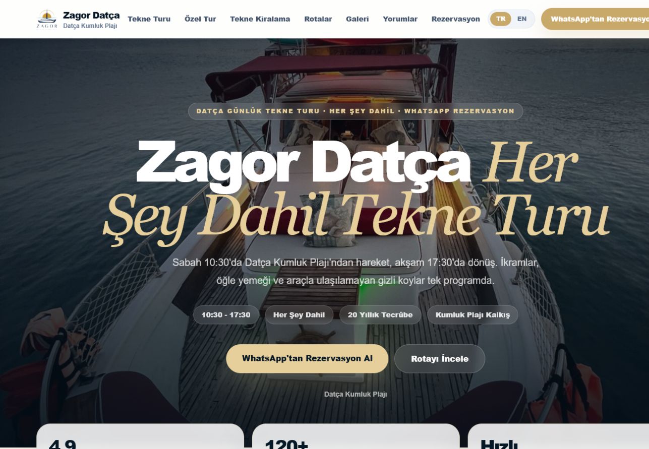 Zagor Datça web sitesi önizlemesi